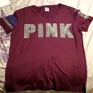 NWOT VS PINK Medium Campus Bling Sequin V Neck